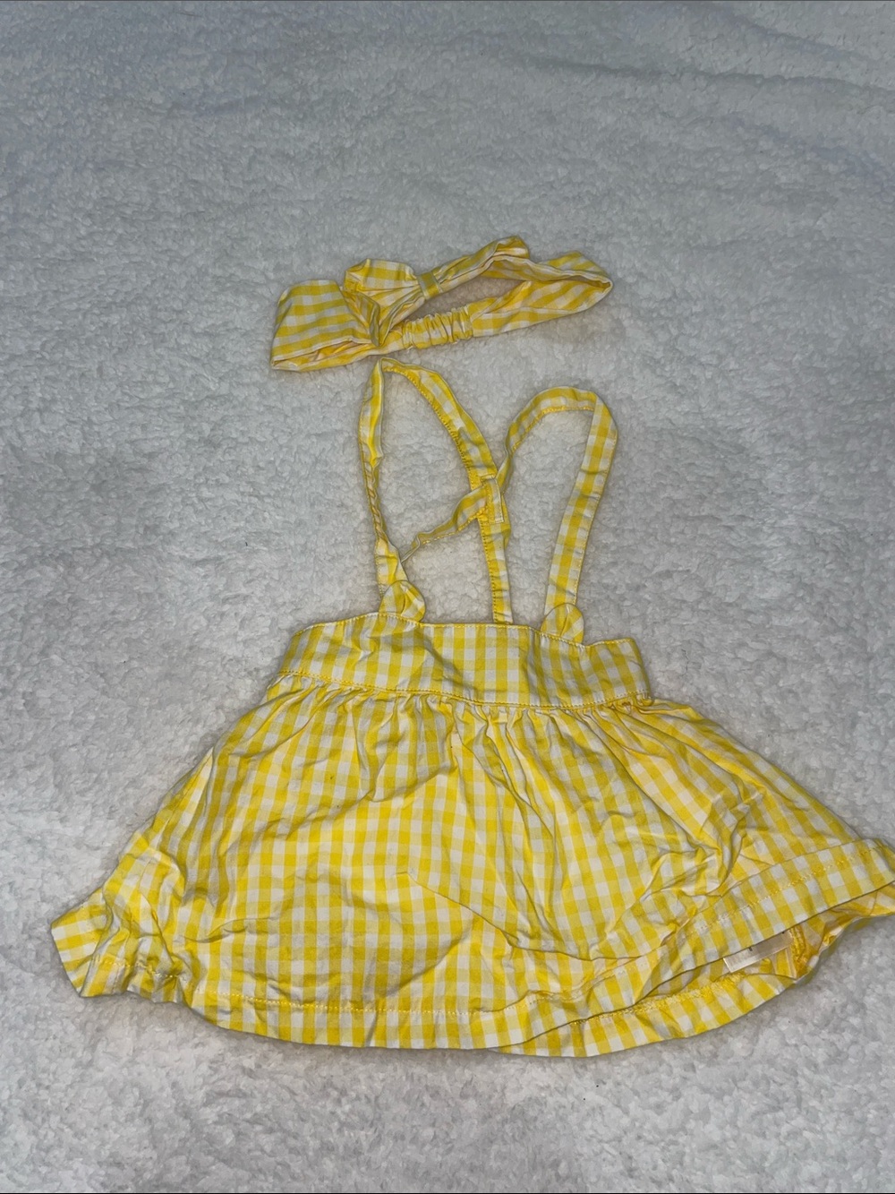 Disney Baby Yellow Gingham Suspender Skirt with Headband